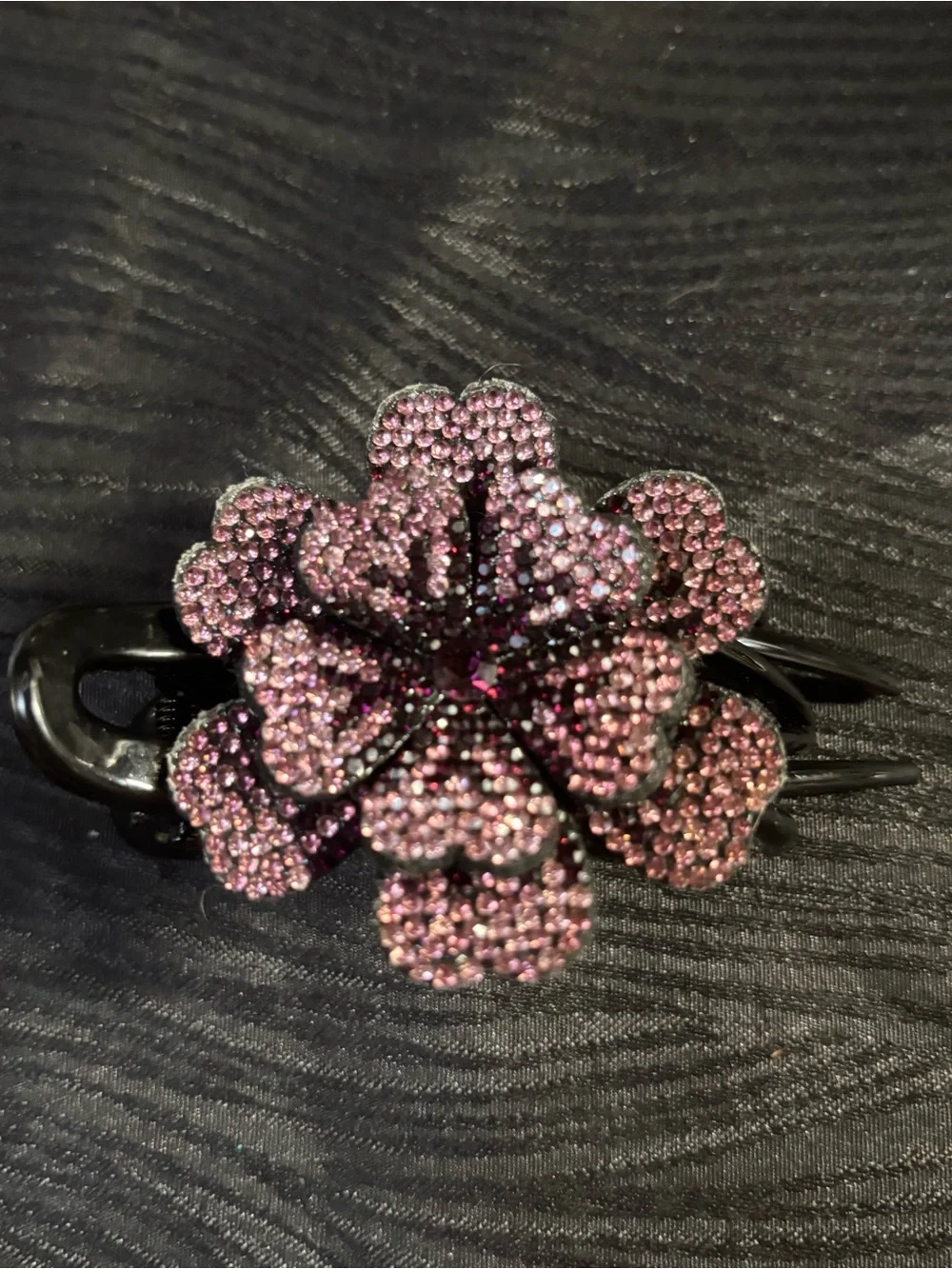 Sparkly Rhinestone Flower Duckbill Hair Clip Crystal Pink Violet Bun Claw
